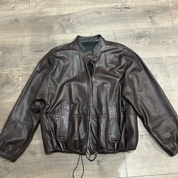 Club Monaco Blouson Sleeve Leather Jacket - Picture 5 of 11